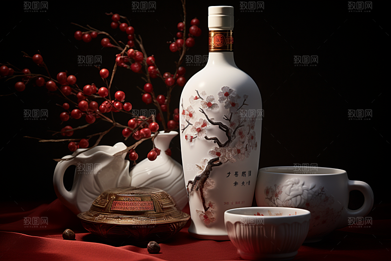 美酒酒器品酒摄影图