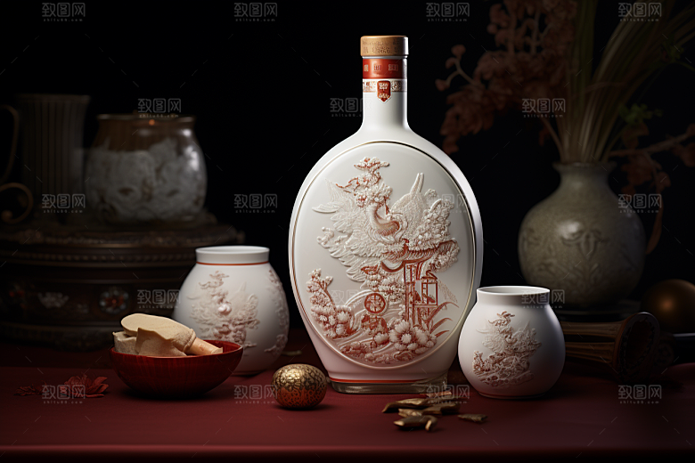 美酒精致酒瓶摄影图