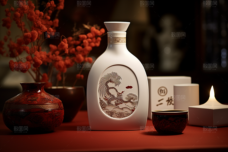 美酒酒杯精致摄影图
