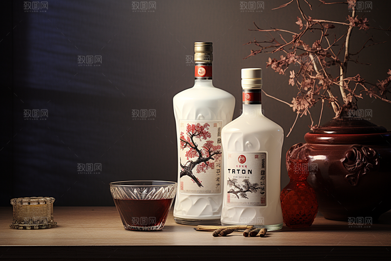 美酒品酒酒瓶摄影图