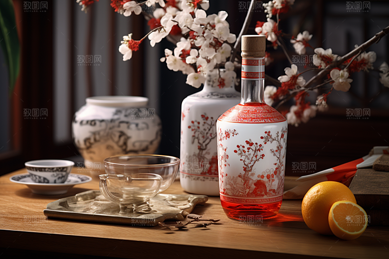 美酒酒瓶酒具摄影图