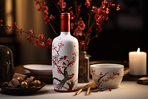 美酒酒杯精致摄影图