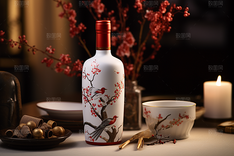 美酒酒杯精致摄影图