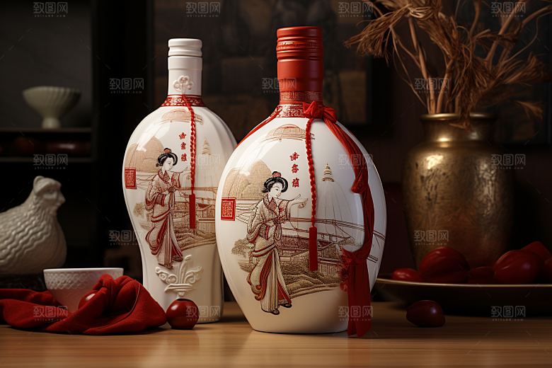 美酒酒具酒瓶摄影图