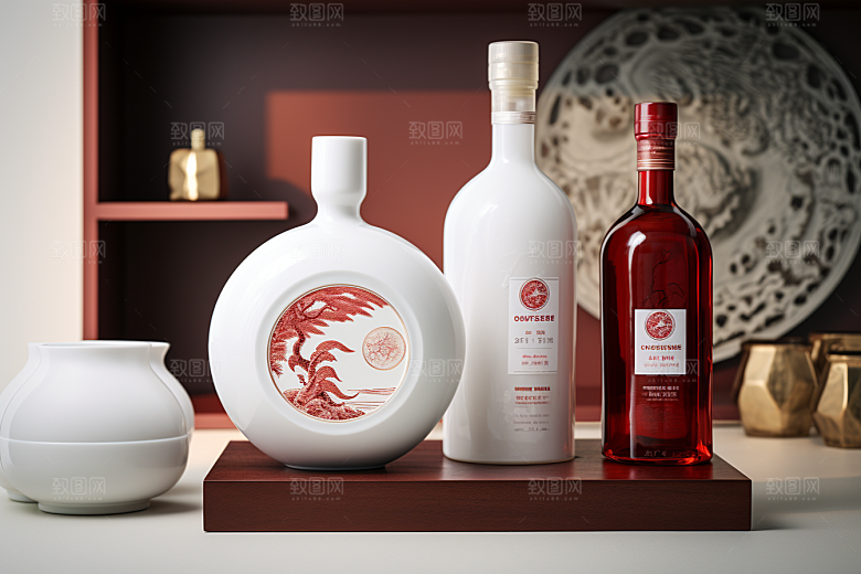 美酒饮品酒瓶摄影图