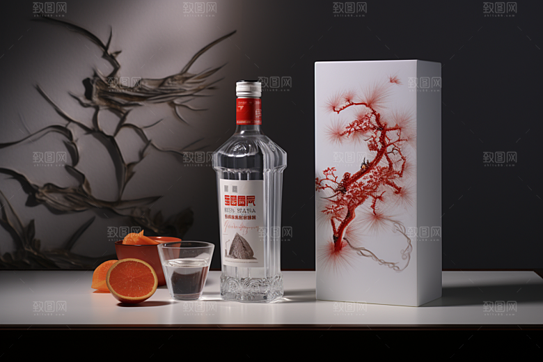 美酒酒瓶酒杯摄影图