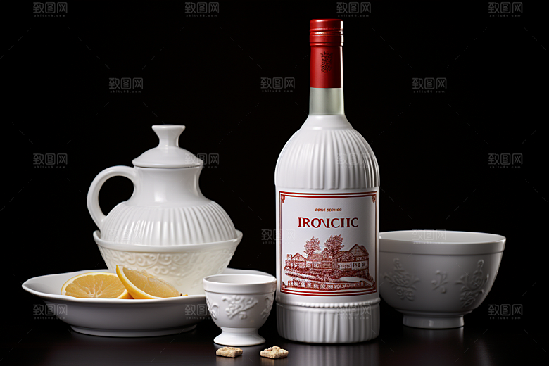 美酒酒瓶酒杯摄影图
