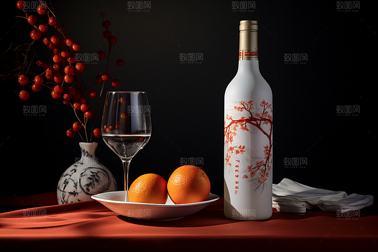 美酒酒器酒瓶摄影图