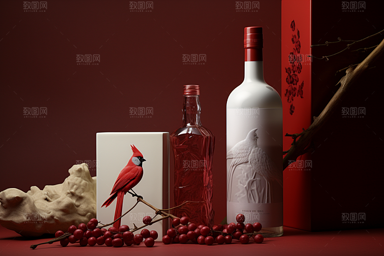 美酒饮品酒瓶摄影图