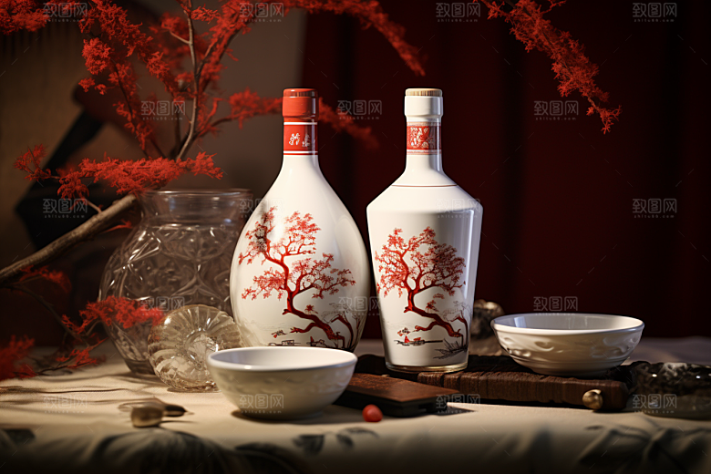美酒酒器精致摄影图