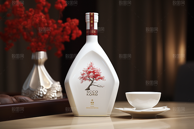 美酒畅饮酒瓶摄影图