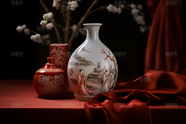 美酒精致酒器摄影图