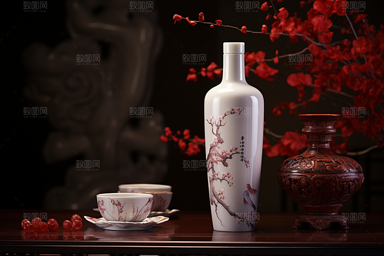 美酒酒瓶品酒摄影图