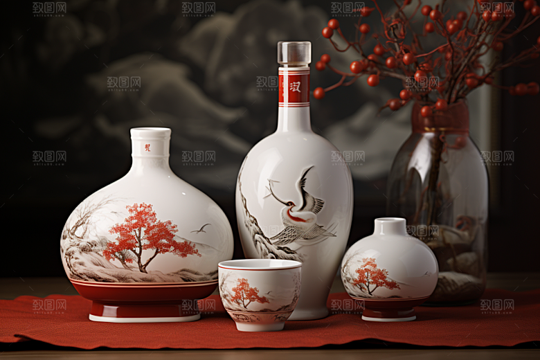 美酒酒瓶品酒摄影图