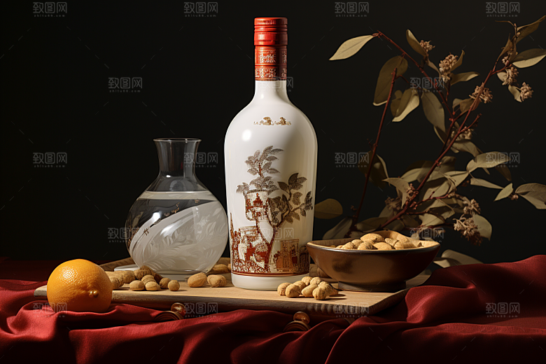 美酒酒具酒瓶摄影图
