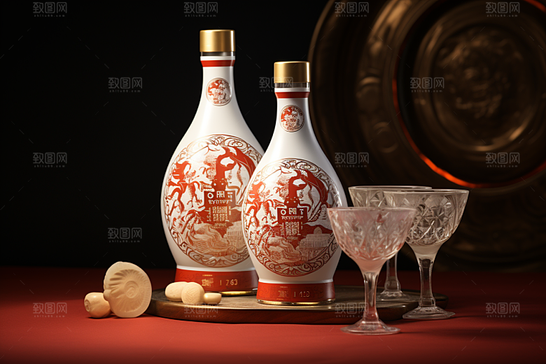 美酒酒杯酒器摄影图