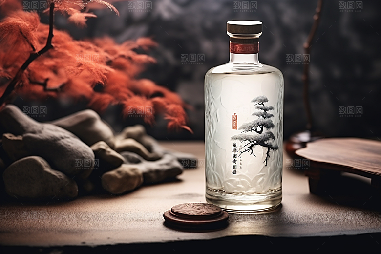 美酒畅饮酒瓶摄影图