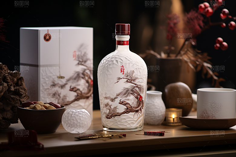 美酒畅饮酒瓶摄影图