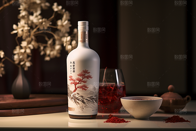 美酒酒具酒瓶摄影图