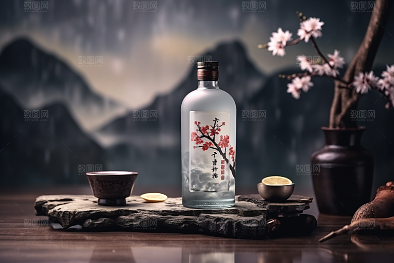 美酒酒瓶品酒摄影图