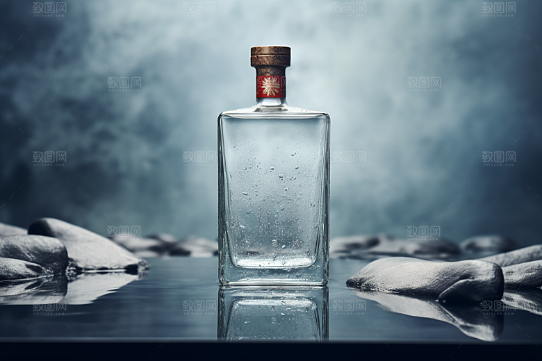 美酒酒瓶酒杯摄影图
