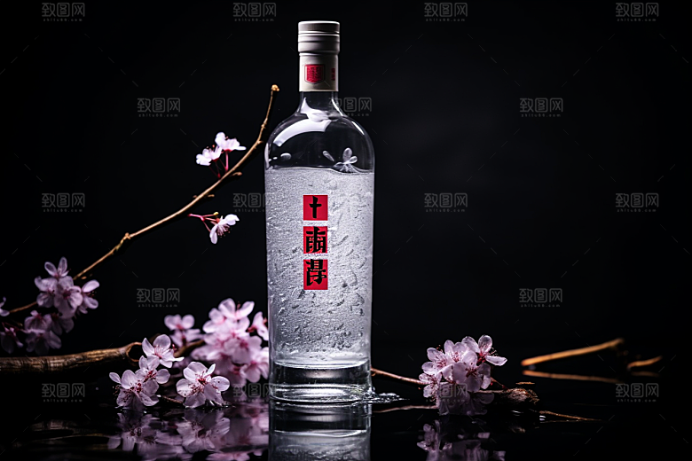 美酒酒瓶饮品摄影图