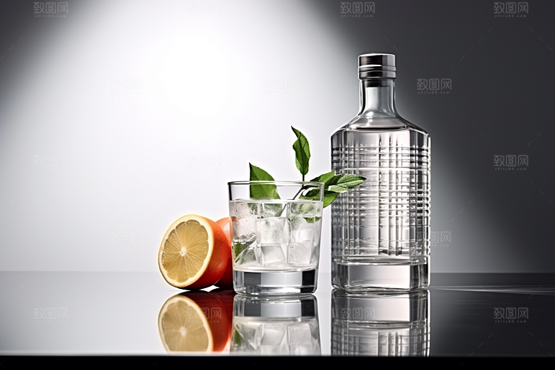 美酒酒瓶酒杯摄影图