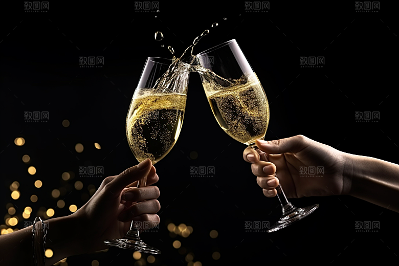 美酒畅饮酒杯摄影图