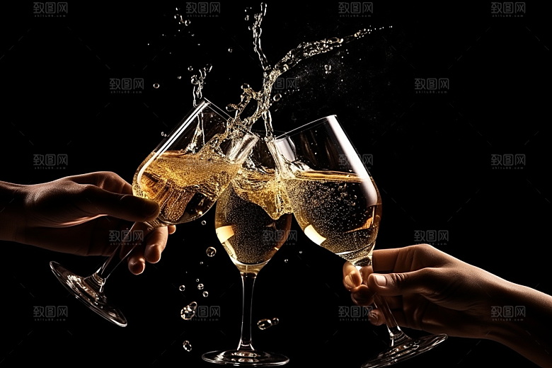 美酒酒杯精致摄影图