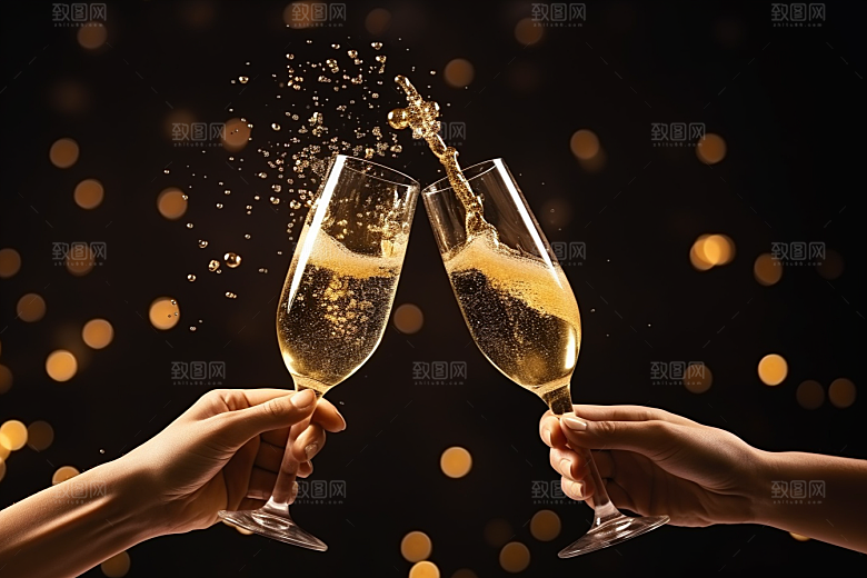 美酒酒杯高清摄影图
