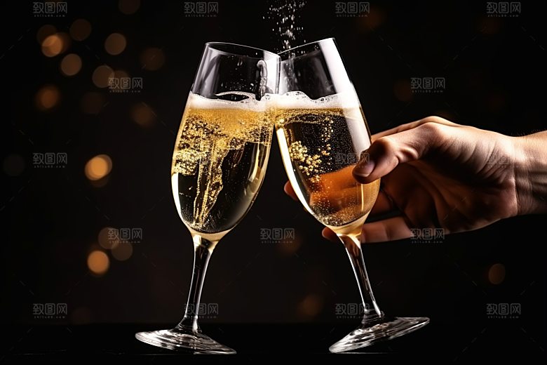 美酒酒杯精致摄影图