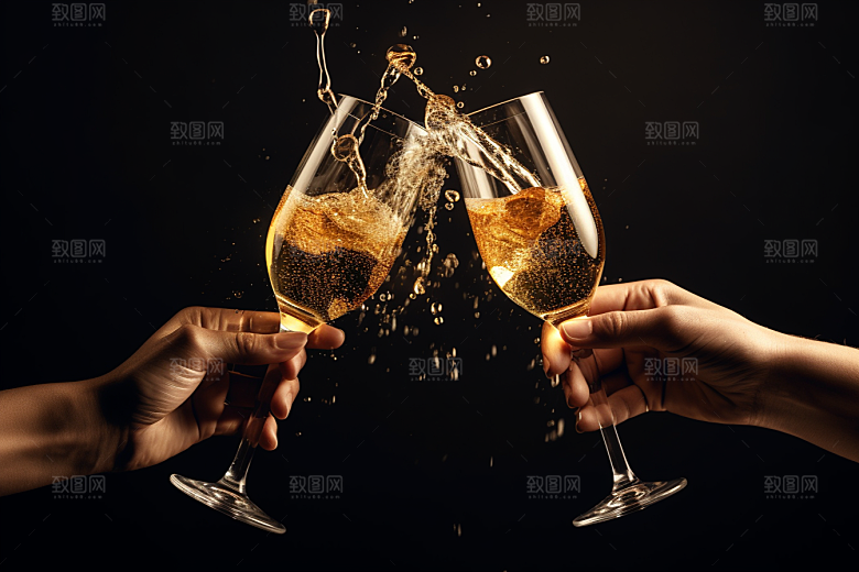 美酒精致酒杯摄影图