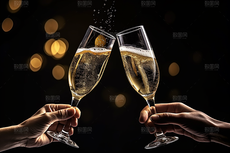 美酒酒杯高清摄影图
