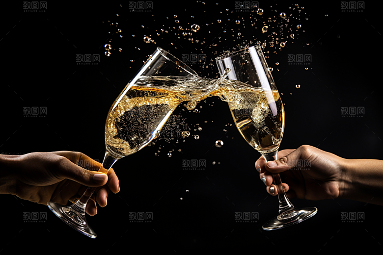 美酒酒杯精致摄影图