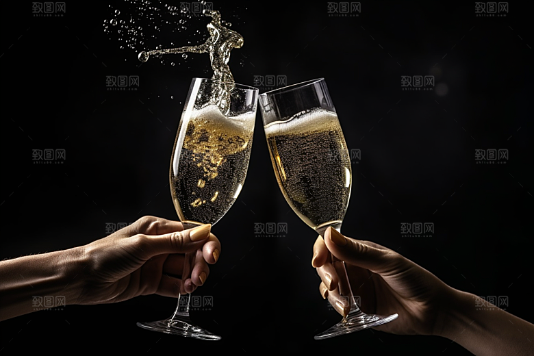 美酒酒杯畅饮摄影图
