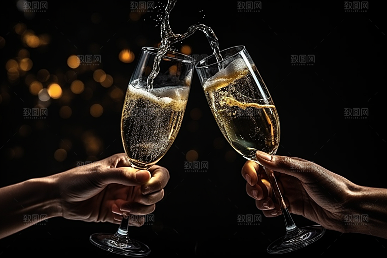 美酒精致酒杯摄影图
