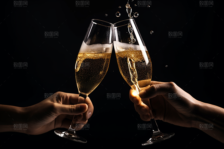 美酒酒杯精致摄影图