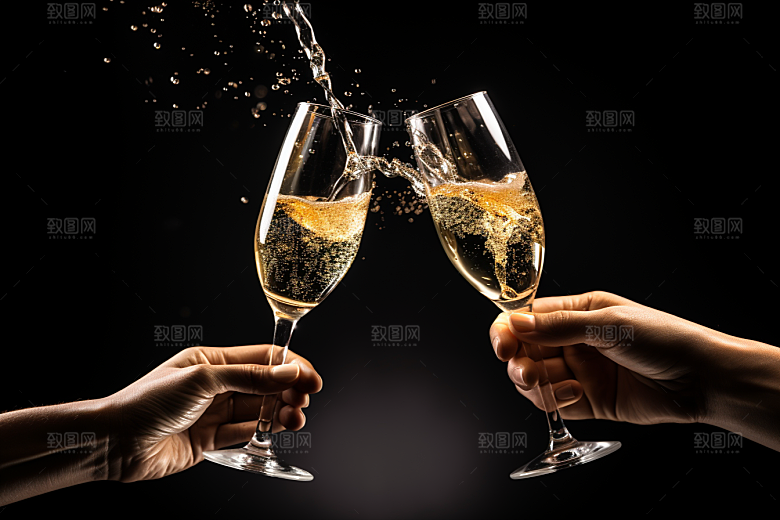 美酒酒瓶酒杯摄影图