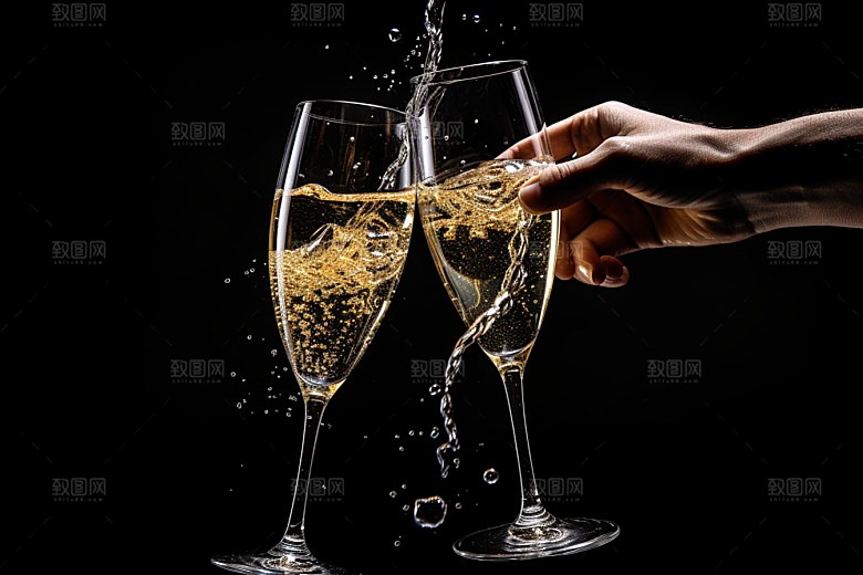 美酒畅饮酒杯摄影图
