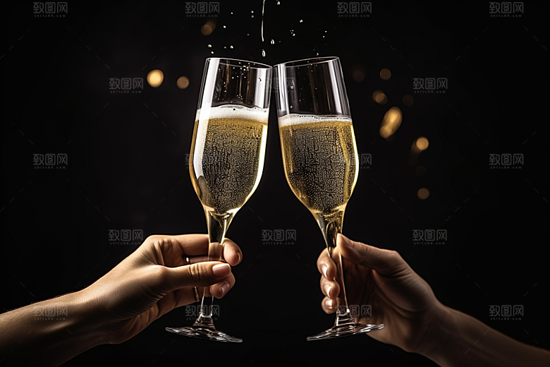 美酒酒瓶酒杯摄影图