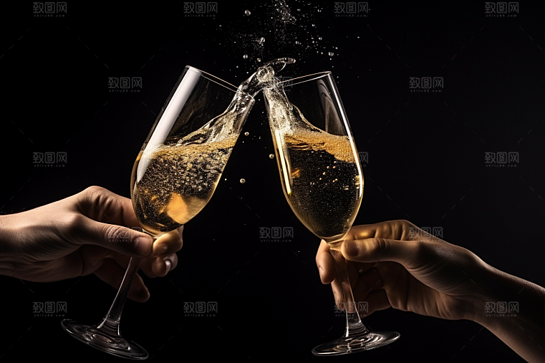 美酒酒杯酒瓶摄影图