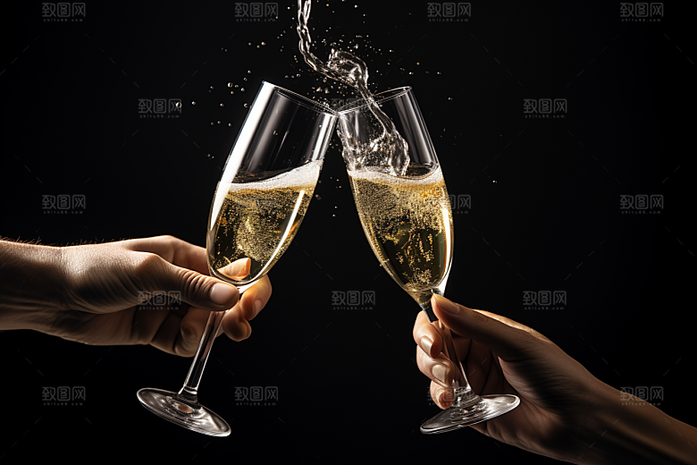 美酒酒瓶酒杯摄影图