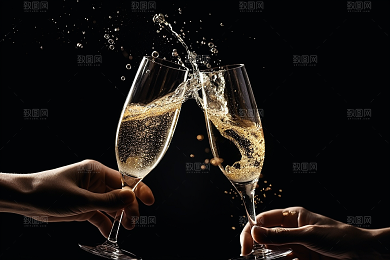 美酒酒瓶酒杯摄影图