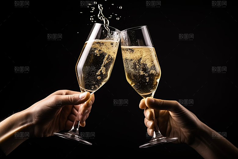 美酒酒杯精致摄影图