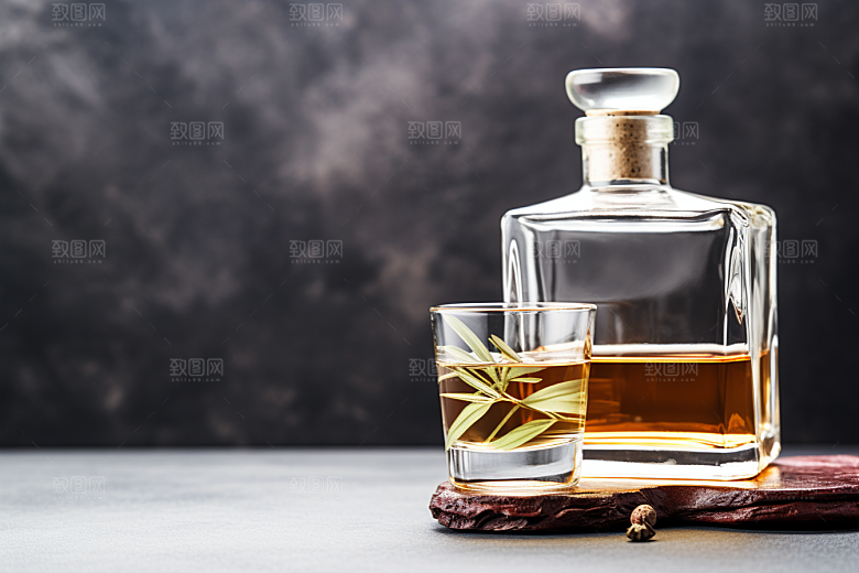 美酒酒瓶饮品摄影图