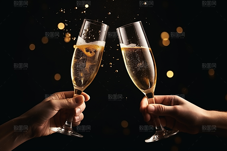 美酒酒杯高清摄影图