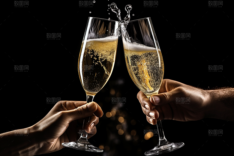 美酒酒杯畅饮摄影图