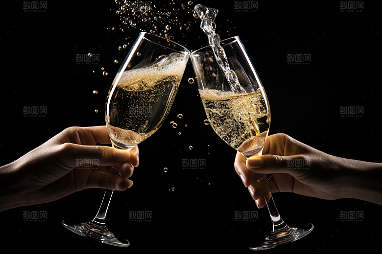 美酒酒杯精致摄影图