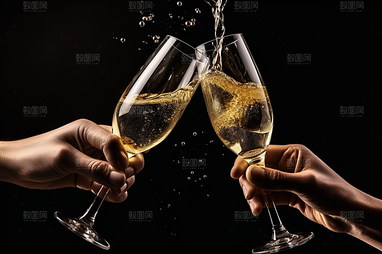 美酒畅饮酒杯摄影图