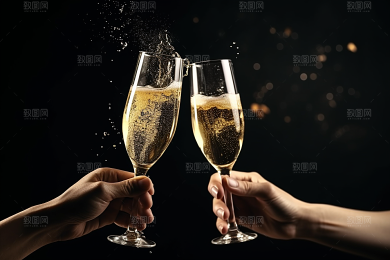 美酒酒杯畅饮摄影图